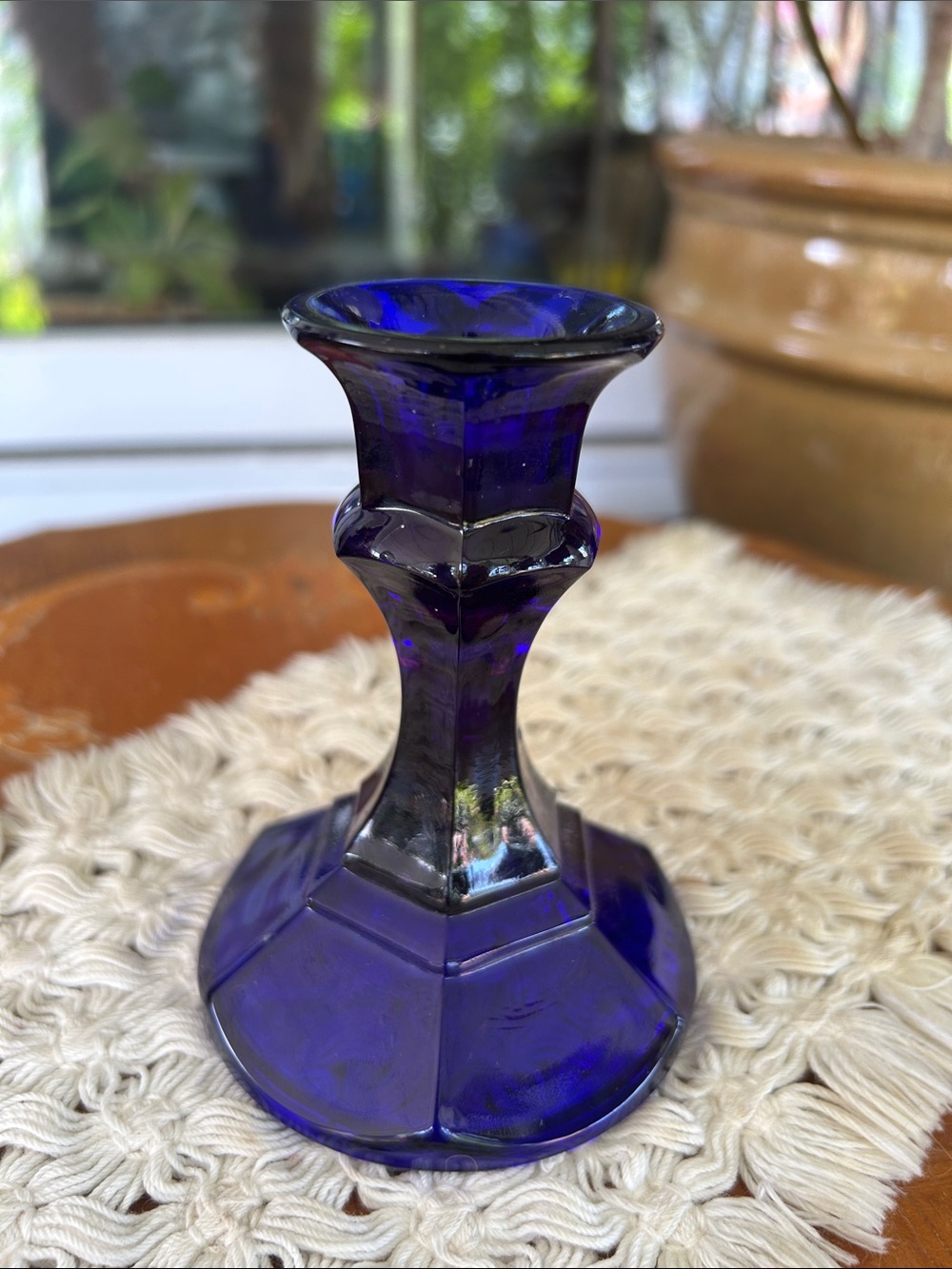 Intake Cobalt Blue Glass Candlestick Holder